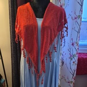 Red Fringe Shawl (A2)